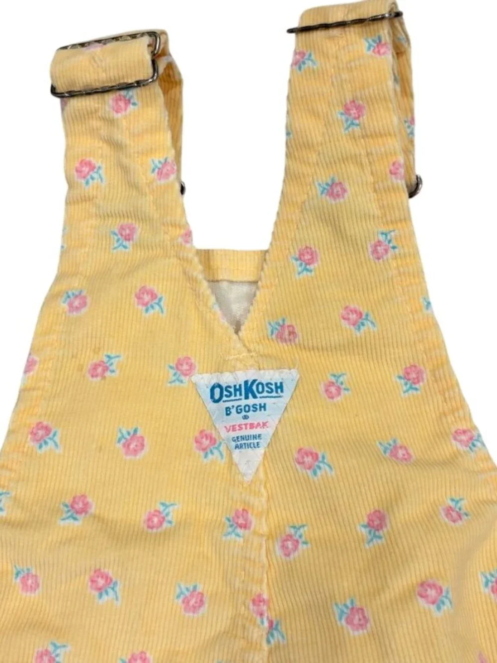 OshKosh Bgosh Yellow Floral Corduroy Overalls For Baby Girl - Size 12M
